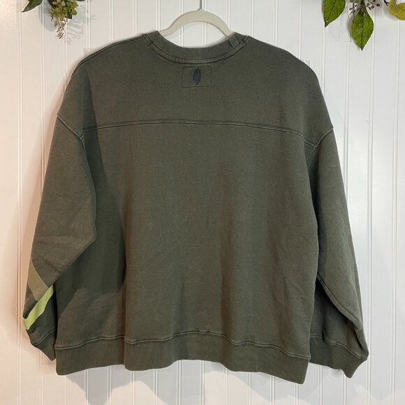 FP Movement Olive Green Oversized Sweatshirt W/ Abstract Graphic Design Sz L - Picture 16 of 16